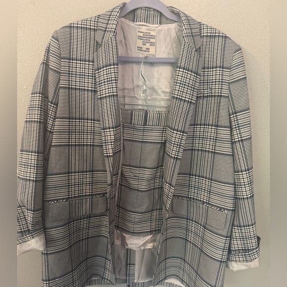 Anthropologie oversized blazer skirt set preppy dark academia cool girl 90’s - Picture 8 of 16